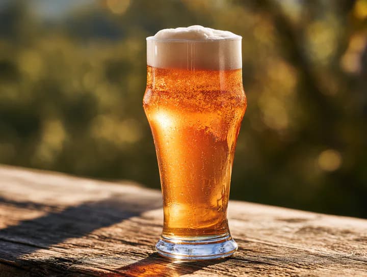 Frisch gezapftes regionales Landbier im Glas